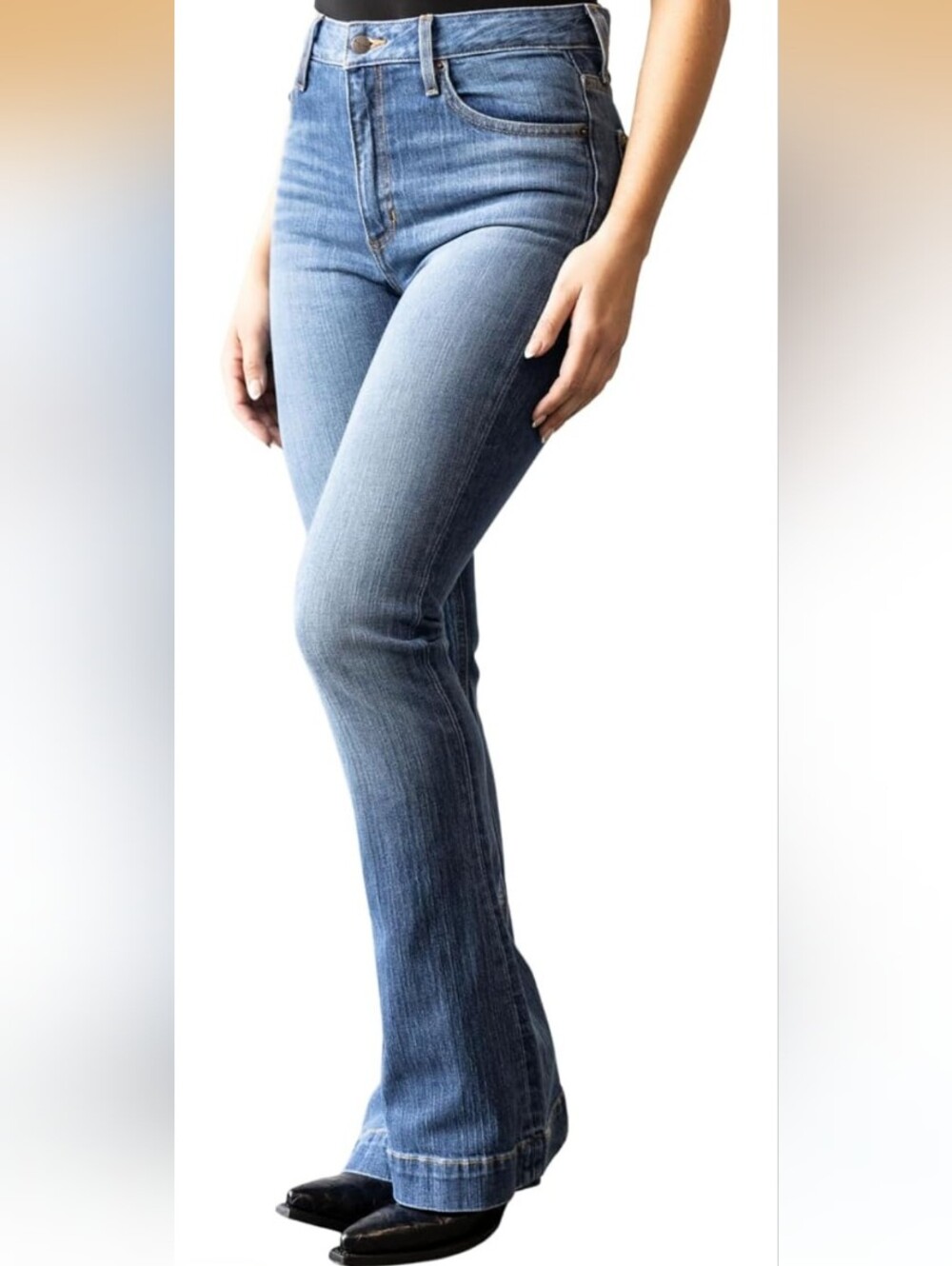 Kimes Ranch Womens Jennifer Ultra High Rise Wide Flare Mid Wash Jeans Size 16 30 - Picture 4 of 12